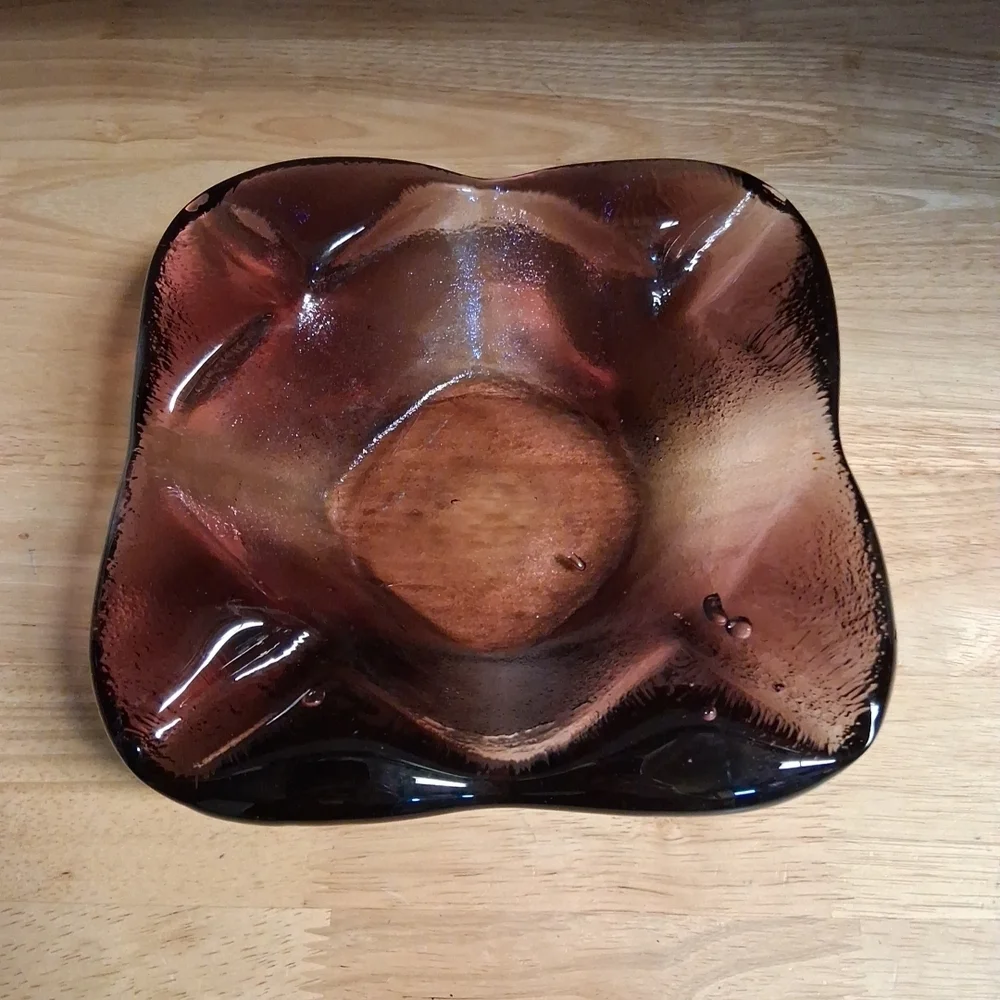 Elegant Amathyst Purple Art Glass Ashtray Ci